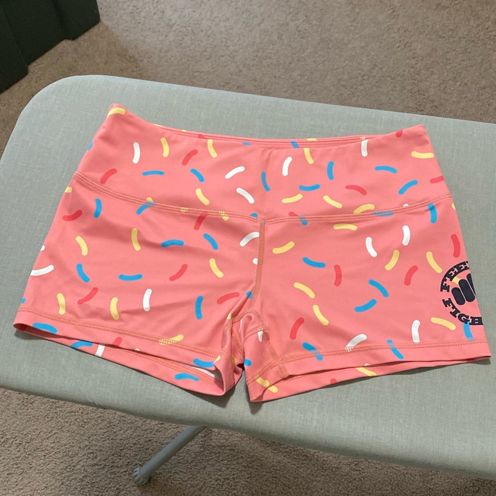 Pink Donut Sprinkles Booty Gym Shorts Feed Me Fight Me Small